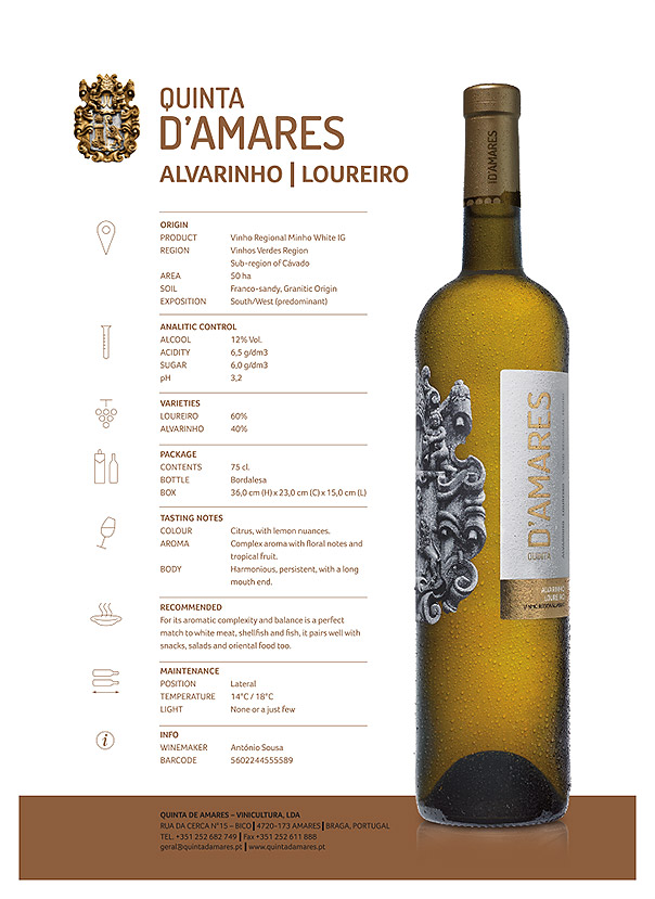 Download Technical pages of white wine QUINTA D'AMARES Alvarinho-Loureiro