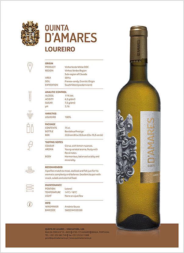 Download Technical pages of white wine QUINTA D'AMARES Loureiro