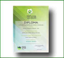 Loureiro 2015 - Diploma Ouro Verde - Concurso da Região dos Vinhos Verdes 2016